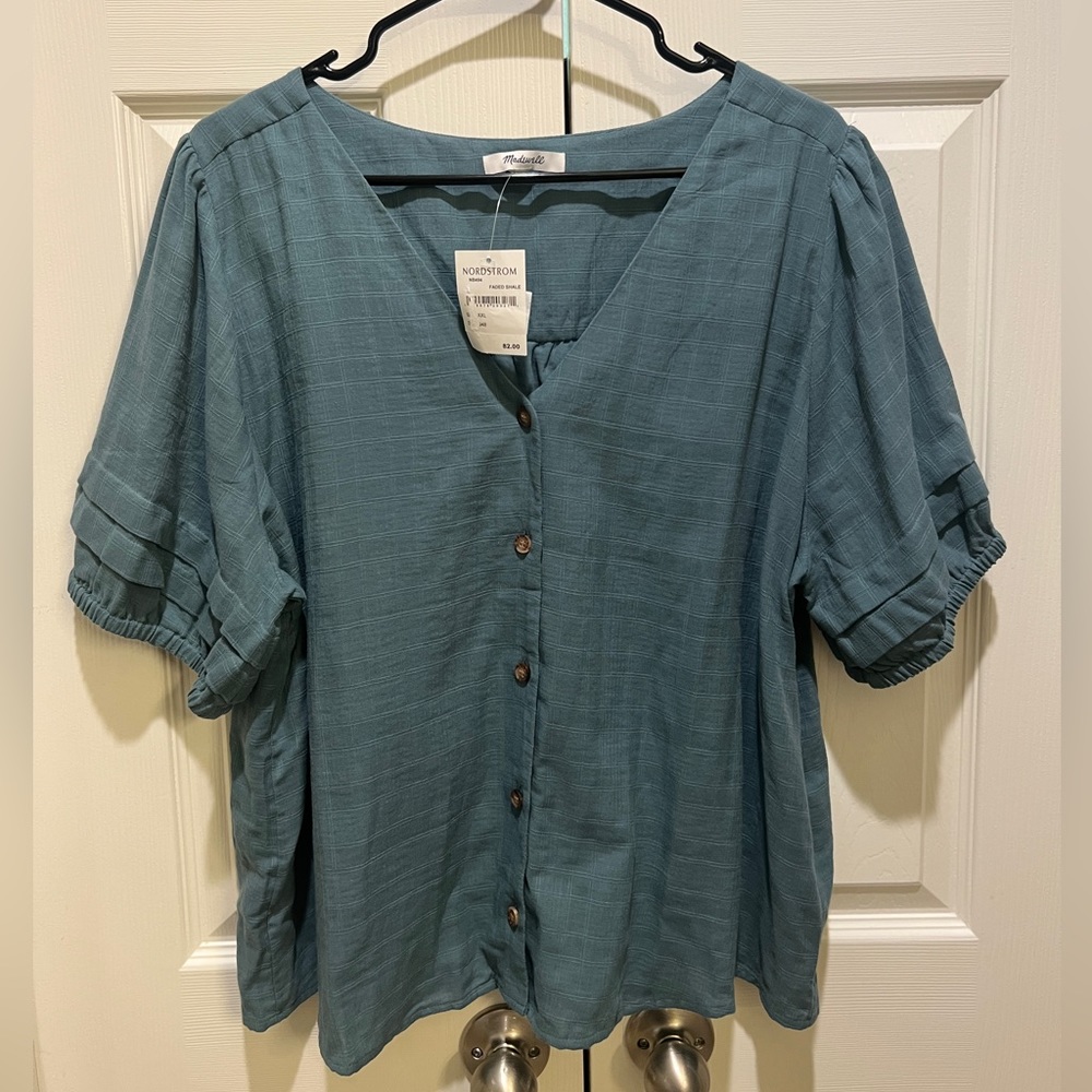 Madewell Pembroke Top in Faded Shale New XXL